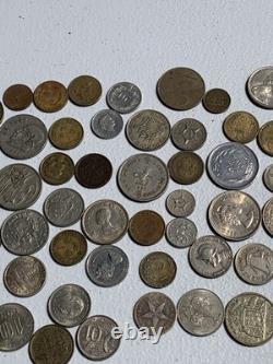 Estate Lot Of Foreign Coins Including Coin Silver, 60%, Thailand Bahts & More