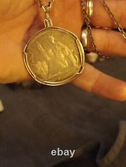 FRENCH ENDO CHINA SILER 27 G OF 1 piastre in a silver handsome necklace holding