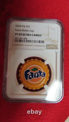 Fiji $1 2020 Traditional Design Fanta Bottle Cap NGC PF 69 Ultra Cameo Silver