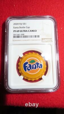 Fiji $1 2020 Traditional Design Fanta Bottle Cap NGC PF 69 Ultra Cameo Silver