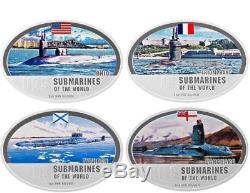 Fiji 2010 $2 LIMITED EDITION Submarines of the World. 999 Silver Coin Set of 4