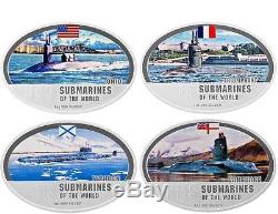 Fiji 2010 $2 Submarines of the World Typhoon Ohio 4 x 1 Oz Silver Proof Coin Set