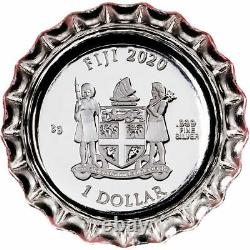 Fiji COCA-COLA FANTA SPRITE COKE-DIET Silver Coin Set $1 Bottle Cap 2020 Vending