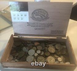 Foreign Coins Well Mixed includes several Silver Coins 3+ LBS in Cigar Box