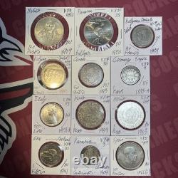 Foreign World Silver 12 Coin Lot 4 Oz Of ASW 1875 to 1977 From 8 Countries