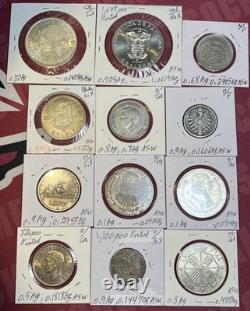 Foreign World Silver 12 Coin Lot 4 Oz Of ASW 1875 to 1977 From 8 Countries