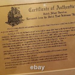 Framed 1743 Dutch Silver Ducaton Recovered From The Hollandia With COA & Apprais