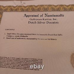Framed 1743 Dutch Silver Ducaton Recovered From The Hollandia With COA & Apprais