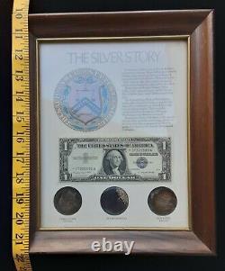 Framed Silver Story Collection Silver Morgan Peace Dollar 10x12
