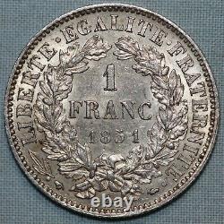 France 1851 A Paris Mint. 900 Silver Key Date AU