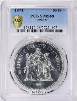 France 1974 Silver 50 Francs KM-941.1 PCGS MS-68 Gad-882 F-427