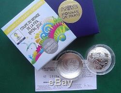 France 2014 Football World Cup Brazil 10 Euro Proof Silver Coin with Box and COA
