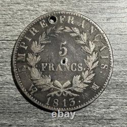 France 5 Francs 1813 MA Silver Coin Turned Into Love Token VRR Holed Twice