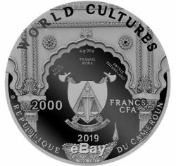 GANESHA World Cultures 2 oz Silver Coin Antique finish Cameroon 2019