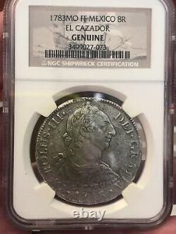 GENUINE SUNKEN TREASURE! 1783 MO 8 Reales Silver Coin NGC El Cazador Shipwreck