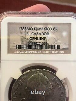 GENUINE SUNKEN TREASURE! 1783 MO 8 Reales Silver Coin NGC El Cazador Shipwreck