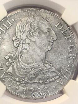 GENUINE SUNKEN TREASURE! 1783 MO 8 Reales Silver Coin NGC El Cazador Shipwreck