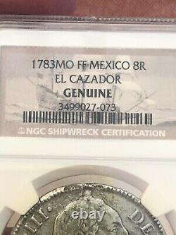 GENUINE SUNKEN TREASURE! 1783 MO 8 Reales Silver Coin NGC El Cazador Shipwreck