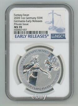 GERMANIA 2020 5 MARK 1 OZ PURE SILVER Round NGC EARLY RELEASES ER MS70