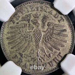 GERMANY. 1842, 6 Kreuzer NGC MS62 Top Pop? Frankfurt, Free Imperial City