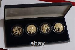GERMANY 4 MEDALS REUNIFICATION GOLD PLATED SILVER %333 32.5mm IN BOX B71