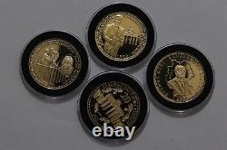 GERMANY 4 MEDALS REUNIFICATION GOLD PLATED SILVER %333 32.5mm IN BOX B71