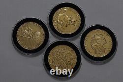 GERMANY 4 MEDALS REUNIFICATION GOLD PLATED SILVER %333 32.5mm IN BOX B71