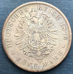 GERMAN ESTATES 1876 F 5 Mark Charles I FÜNF MARK