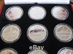 GIBRALTAR 1993 WARSHIPS OF WORLD WAR II set of 12 coins x 1 Crown Proof SILVER