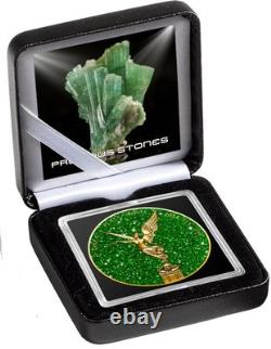 GREEN TOURMALINE Precious Gemstones Libertad 1 Oz Silver Coin Mexico 2024