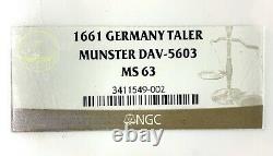 German State Munster (City View) 1661 Taler Coin Thaler NGC MS63 F. STG/STG UNC