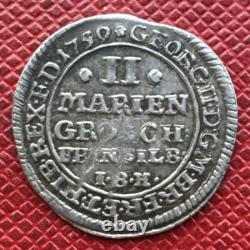 Germany, Bruns-Lüne-Calen-Hann 1750/49 SILVER 2 Mariengroschen. WILDMAN. KM# 216