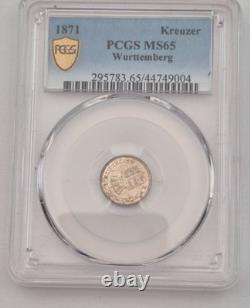 Germany Wurttemberg KREUZER 1871 PCGS MS65