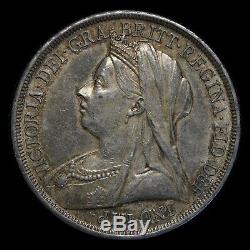 Great Britain 1897 Veil Head Crown Choice aUNC World Silver Coin