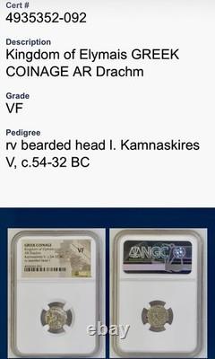 Greek Silver Drachm 54BC-32BC Kingdom Of Elymais Kamnaskires V NGC Graded VF