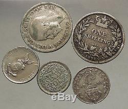 Group Lot Collection of 5 World Silver Coins 1944 1945 1919 1871 1928 i53824