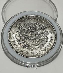 Guangxu Yuanbao Shandong Province Silver Coin Ku-Ping 7-Cash 2-Fen Antique China