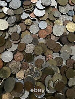 HUGE Lot Of Foreign/World Mixed Coins1900 Til Now 10 Lb Some Silver aluminum zi