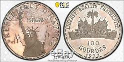 Haiti 1977 100 Gourdes Liberty Pf Rainbow Toned Silver World Coin Pcgs Graded