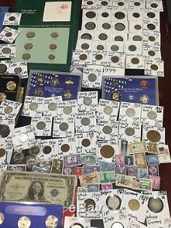 Huge Lot 400+ Coins/Stamp$Silver Note Mercury/Buffalo/Indian/1893/Proof/World+