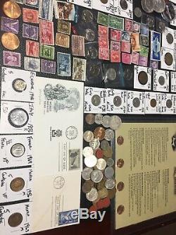 Huge Lot 400+ USA&World Coins/Stamp1893/SilverProof/Mercury/IKE/Buffalo/Barber