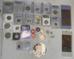 Huge Lot Of Silver Coins And Slabs Over 30 Pieces In Total