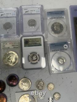 Huge Lot Of Silver Coins And Slabs Over 30 Pieces In Total