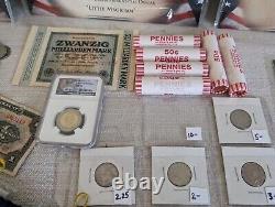 Huge US coin lot, NGC, silver cert, wheat pennies, coin rolls, and more++