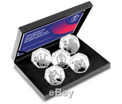 Isle Of Man Official ICC Cricket World Cup 2019 Silver Proof 5x 50p Coin Set