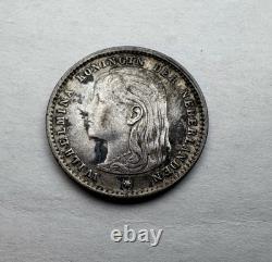 J3927 Netherlands 1895 Wilhelmina Silver 10 Cents Key Value Scarce