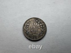 J3927 Netherlands 1895 Wilhelmina Silver 10 Cents Key Value Scarce