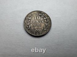 J3927 Netherlands 1895 Wilhelmina Silver 10 Cents Key Value Scarce