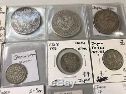 Japan old and new Sen and Yen world coins lot mostly silver high value