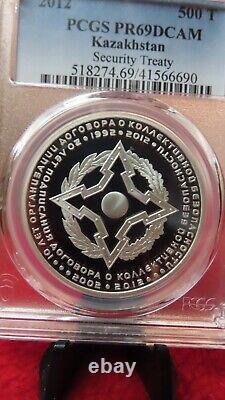 Kazakhstan 2012 Security Treaty Organization PCGS PR PF 69 1oz Silver 500 Tenge